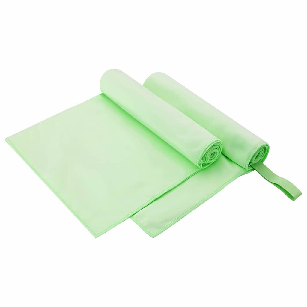 VidaXL Sporthanddoeken 2 pcs Groen 100 x 50 cm Polyester en polyamide