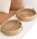 Soeji Rond dienblad geweven van zeegras PINTU decoratief dienblad (2 maten)