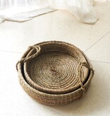Soeji Rond dienblad geweven van zeegras PINTU decoratief dienblad (2 maten)