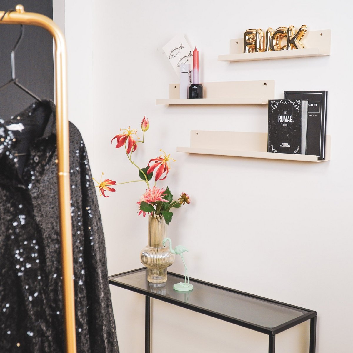 KantoormeubelenPlus Wandplank - Metaal - Beige - Set van 3 - 40/50/60cm