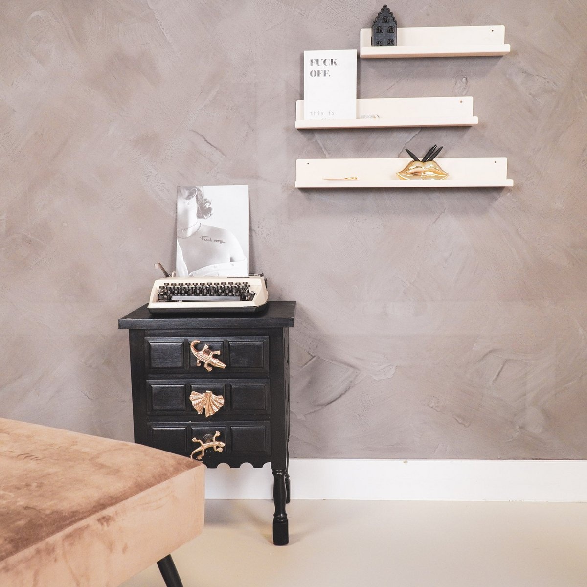 KantoormeubelenPlus Wandplank - Metaal - Beige - Set van 3 - 40/50/60cm