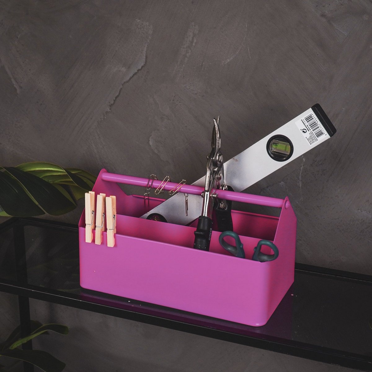 Opbergdoos- Organizer - Metaal - Neon Pink - 30x17x17cm