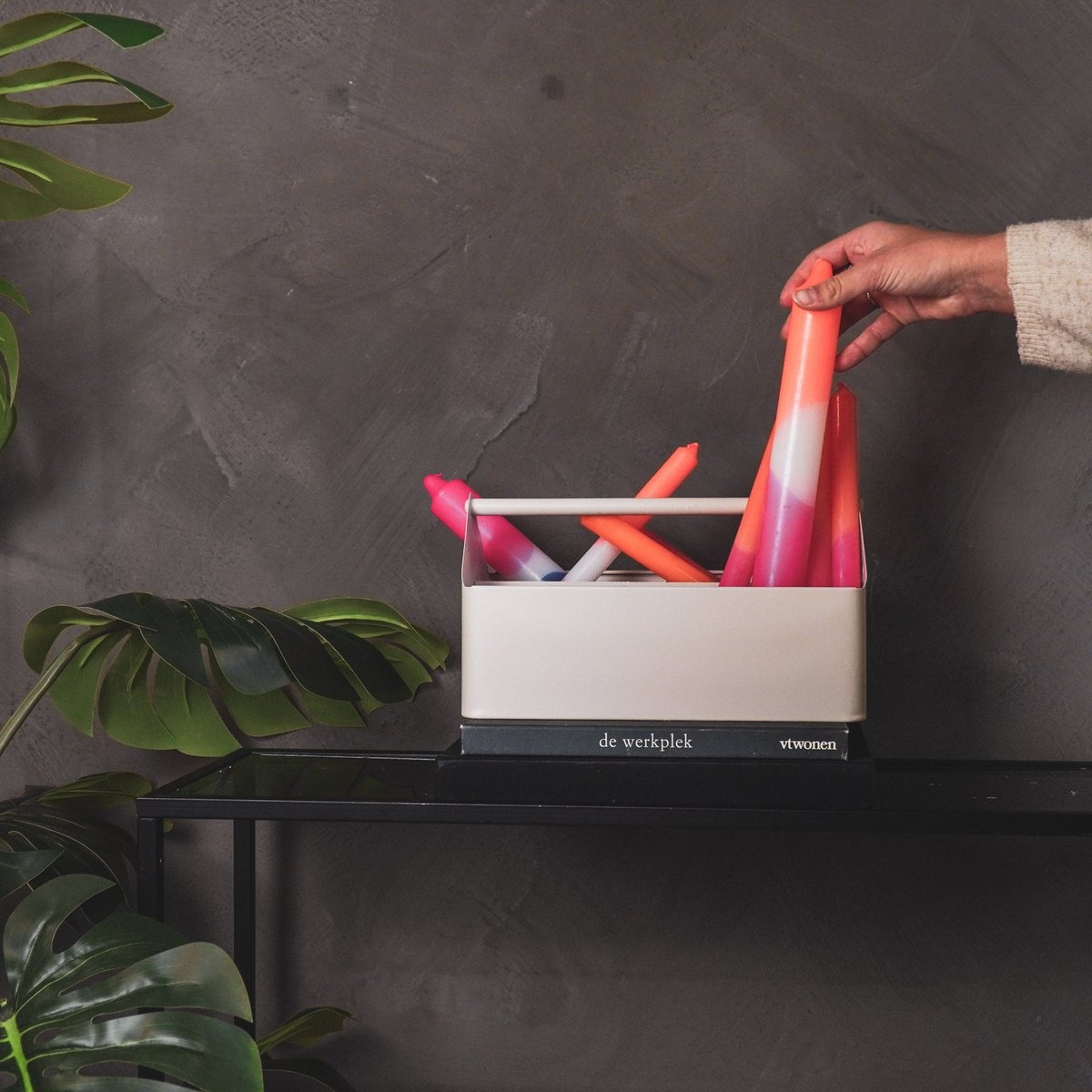 Opbergdoos - Organizer - Metaal - Zand - 30x17x17cm