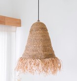 KantoormeubelenPlus Raffia Boho Lampenkap – Hanglamp – Hanglamp – Handgeweven Plafondlamp met Lange Franjes (3 maten Ø 30/40/50 cm) KALIMA