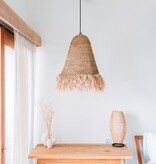 KantoormeubelenPlus Raffia Boho Lampenkap – Hanglamp – Hanglamp – Handgeweven Plafondlamp met Lange Franjes (3 maten Ø 30/40/50 cm) KALIMA