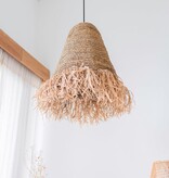 KantoormeubelenPlus Raffia Boho Lampenkap – Hanglamp – Hanglamp – Handgeweven Plafondlamp met Lange Franjes (3 maten Ø 30/40/50 cm) KALIMA