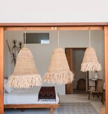 KantoormeubelenPlus Raffia Boho Lampenkap – Hanglamp – Hanglamp – Handgeweven Plafondlamp met Lange Franjes (3 maten Ø 30/40/50 cm) KALIMA