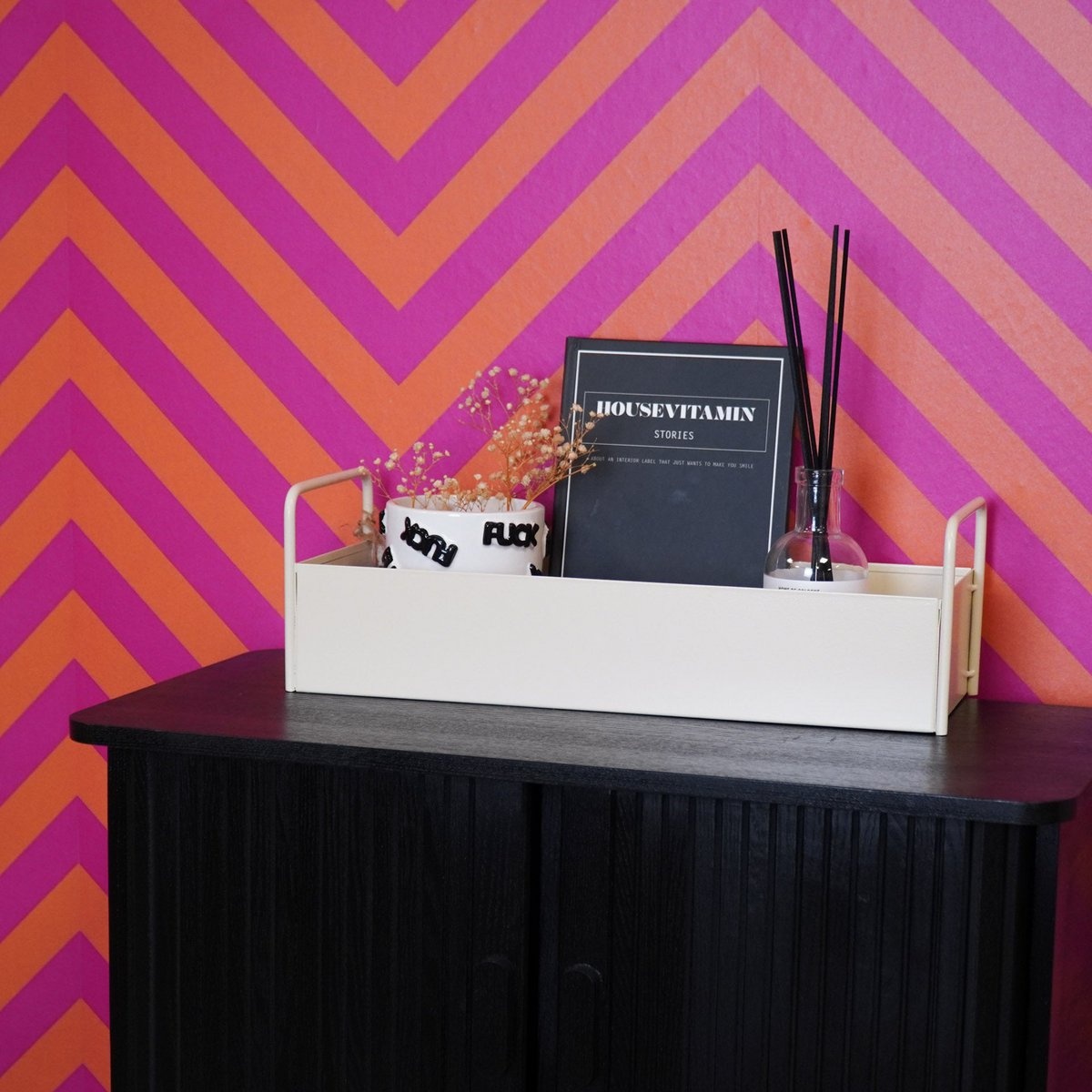 Lade - met handgrepen -metal - zand - 41,5x15,5x13cm