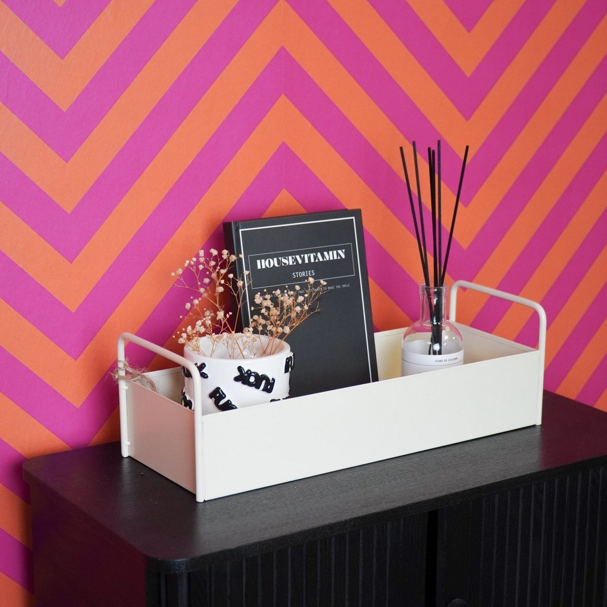 Lade - met handgrepen -metal - zand - 41,5x15,5x13cm