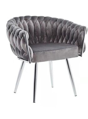 KantoormeubelenPlus Eva Chair Velvet Grey Chrome Frame