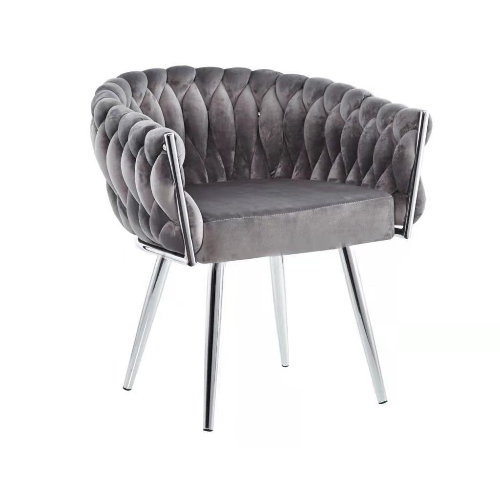KantoormeubelenPlus Eva Chair Velvet Grey Chrome Frame