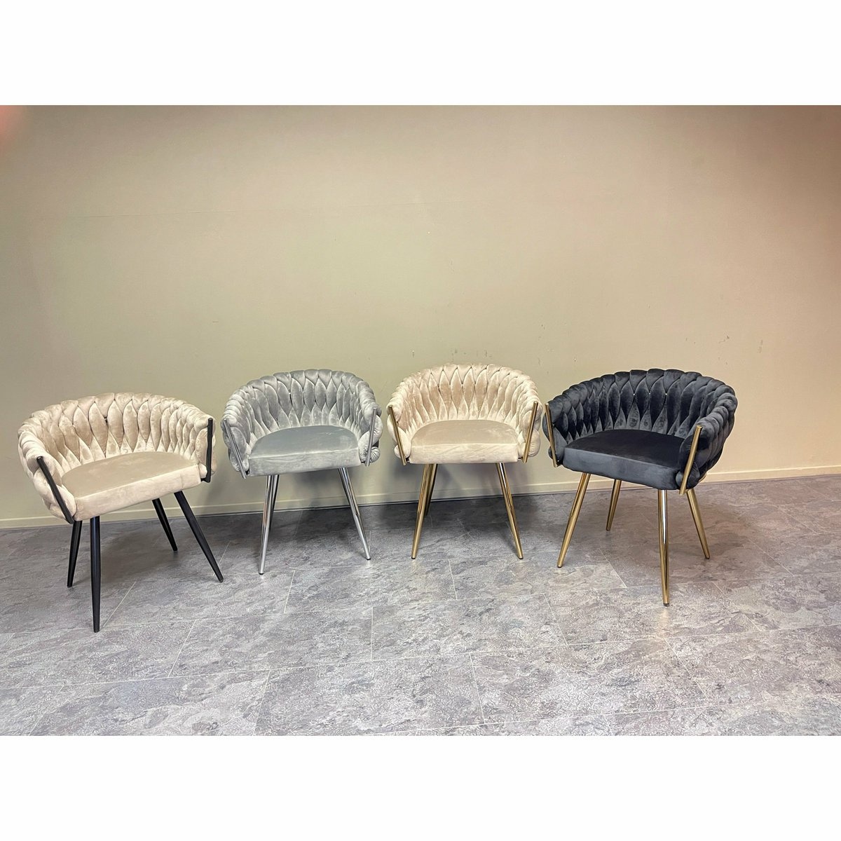 KantoormeubelenPlus Eva Chair Velvet Grey Chrome Frame