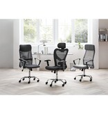 Grijze bureaustoel met mesh en stoffen bekleding