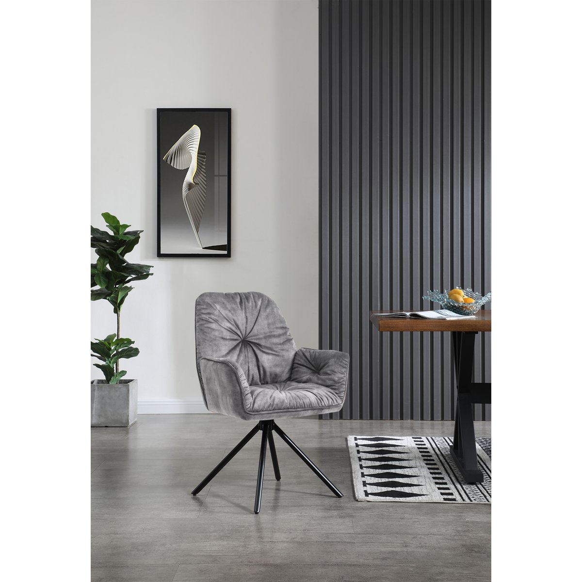Fauteuil met 360° draaifunctie, grijs