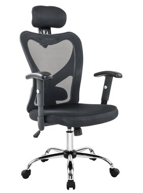 SalesFever Zwarte bureaustoel met mesh hoofdsteunen