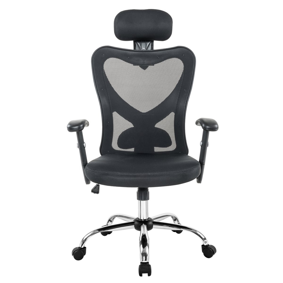 SalesFever Zwarte bureaustoel met mesh hoofdsteunen