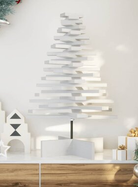 VidaXL Kerstdecoratie kerstboom 80 cm massief grenenhout wit