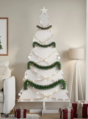 VidaXL Kerstdecoratie kerstboom 180 cm massief grenenhout wit