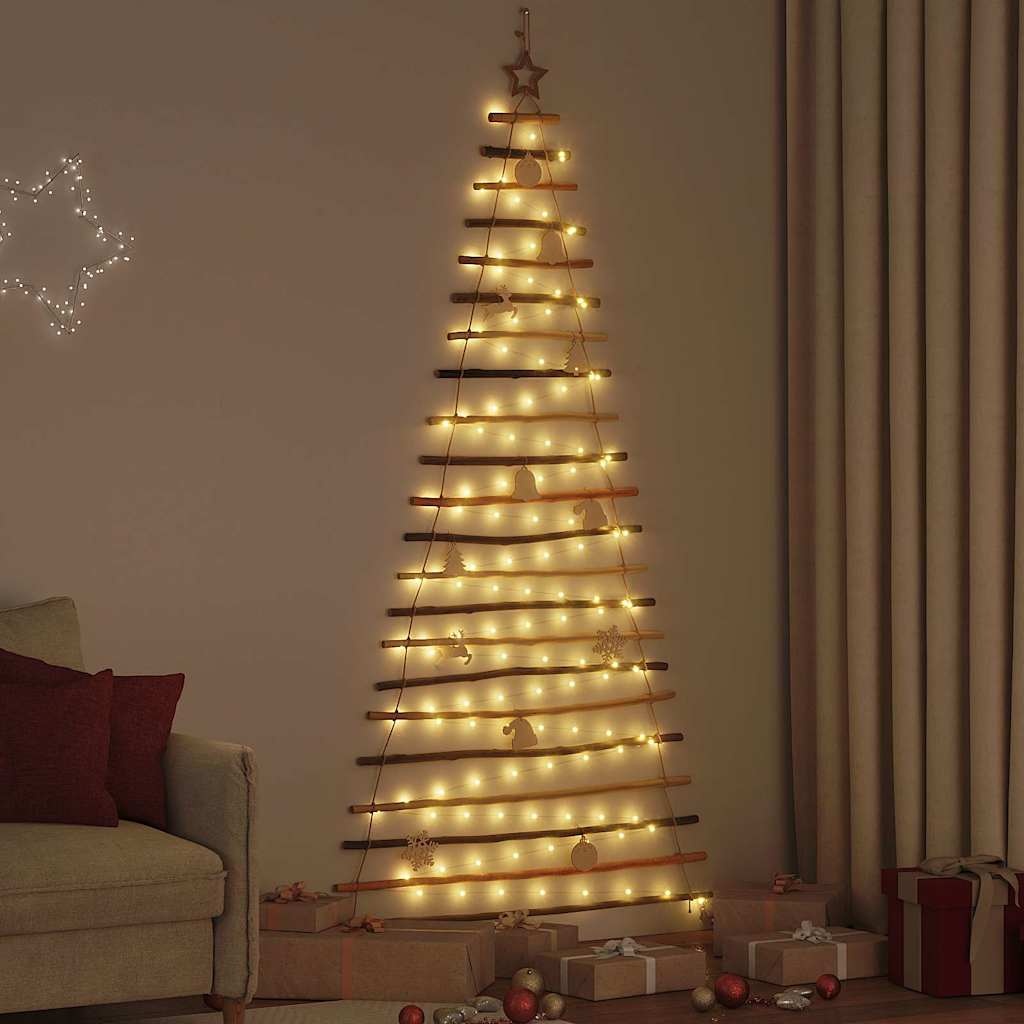 VidaXL Kerstboom met 130 LED Naturel 210 cm massief essenhout