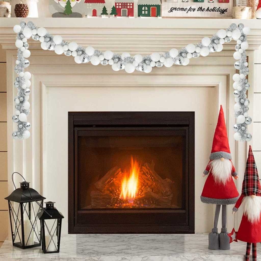 VidaXL Kerstbal Guirlande Wit en Zilver 186 cm Polystyreen