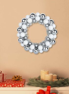 VidaXL Kerstbal Kransen 2 pcs Wit en Zilver 33 x 33 x 7 cm Polystyreen