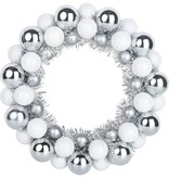 VidaXL Kerstbal Kransen 2 pcs Wit en Zilver 33 x 33 x 7 cm Polystyreen
