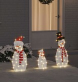 VidaXL Verlichte Sneeuwpop Familie 3 pcs Warmwit Polyester