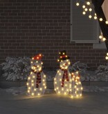 VidaXL Verlichte Sneeuwpop Familie 3 pcs Warmwit Polyester