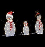 VidaXL Verlichte Sneeuwpop Familie 3 pcs Warmwit Polyester