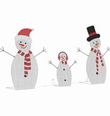 VidaXL Verlichte Sneeuwpop Familie 3 pcs Warmwit Polyester