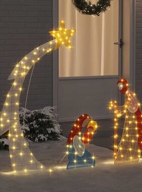 VidaXL Kerststal Scene Warmwit 149 x32 x 127.5 cm Polyester