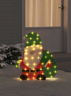 VidaXL Verlichte Kerstman met 60 LED Warmwit 62 x 70 cm Lurexfabric