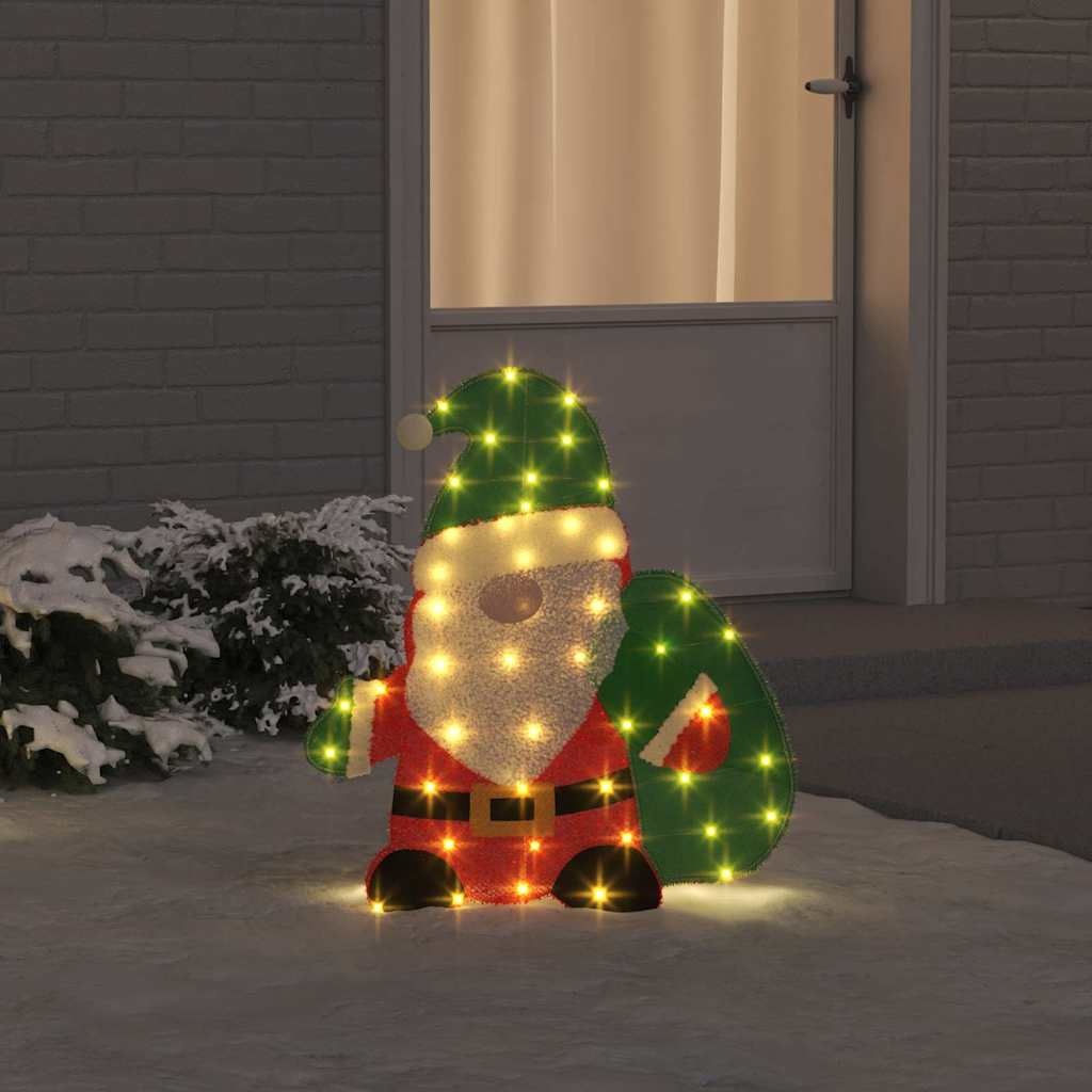 VidaXL Verlichte Kerstman met 60 LED Warmwit 62 x 70 cm Lurexfabric