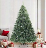 VidaXL Kunst Kerstboom met Geveerde Takken, Sneeuw Bedekt Wit 210 cm