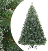 VidaXL Kunst Kerstboom met Geveerde Takken, Sneeuw Bedekt Wit 210 cm