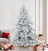 VidaXL Kunst Kerstboom met Geveerde Takken, Sneeuw Bedekt Wit 210 cm
