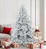 VidaXL Kunst Kerstboom met Geveerde Takken, Sneeuw Bedekt Wit 180 cm