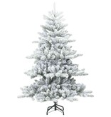 VidaXL Kunst Kerstboom met Geveerde Takken, Sneeuw Bedekt Wit 150 cm