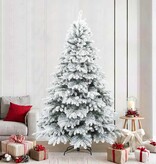 VidaXL Kunst Kerstboom met Geveerde Takken, Sneeuw Bedekt Wit 240 cm