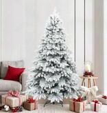VidaXL Kunst Kerstboom met Geveerde Takken, Sneeuw Bedekt Wit 210 cm