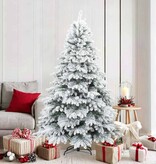 VidaXL Kunst Kerstboom met Geveerde Takken, Sneeuw Bedekt Wit 180 cm