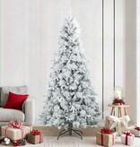 VidaXL Kunst Kerstboom met Geveerde Takken, Sneeuw Bedekt Wit 240 cm