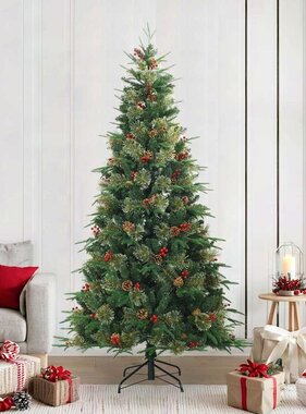 VidaXL Kunstmatige Inklapbare Kerstboom Groen 240 cm PVC, PE en Staal