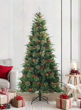 VidaXL Kunstmatige Inklapbare Kerstboom Groen 210 cm PVC, PE en Staal