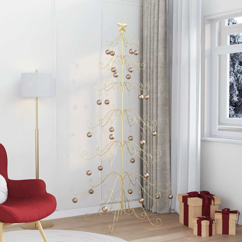 VidaXL Metalen kerstboom met standaard Goud 215 cm Poedergecoat staal