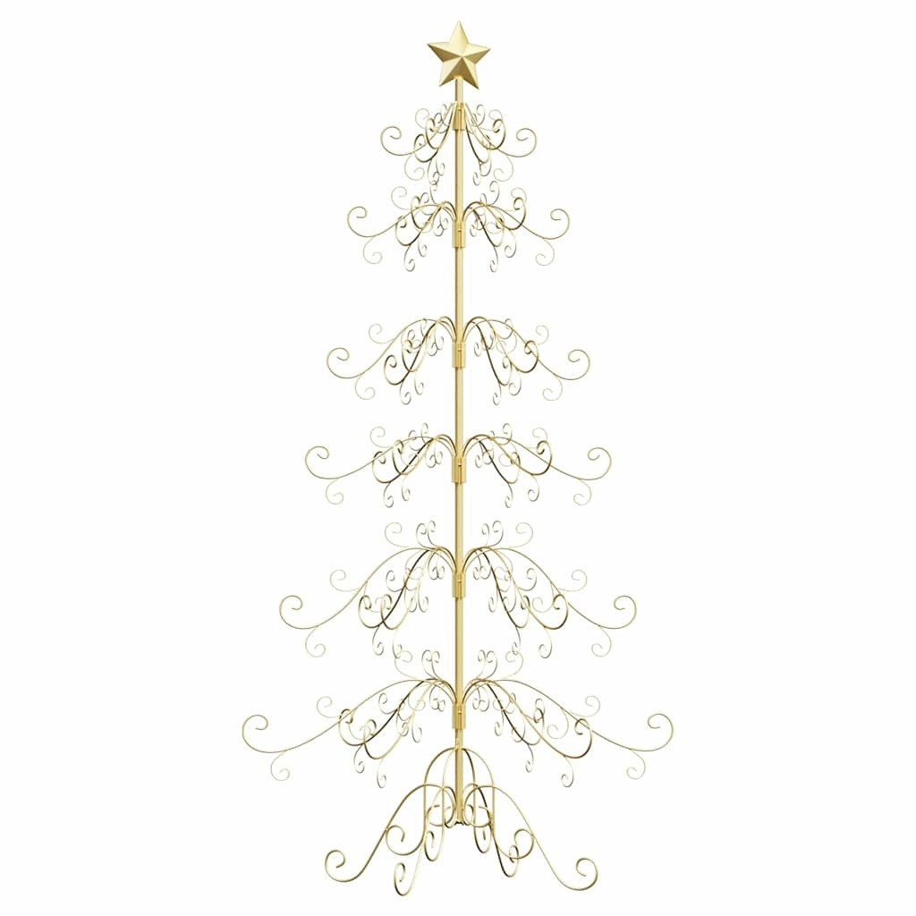 VidaXL Metalen kerstboom met standaard Goud 215 cm Poedergecoat staal