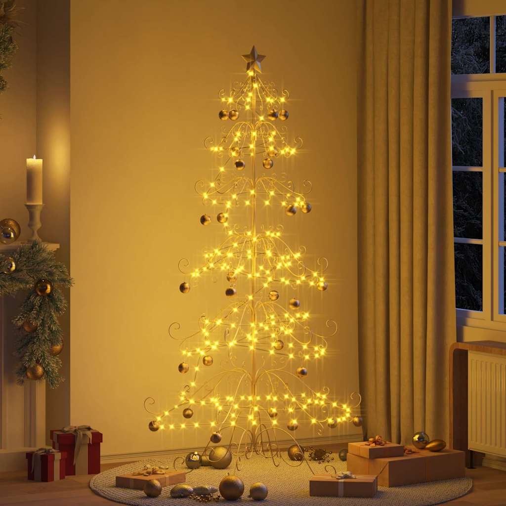 VidaXL Metalen kerstboom met standaard Goud 215 cm Poedergecoat staal
