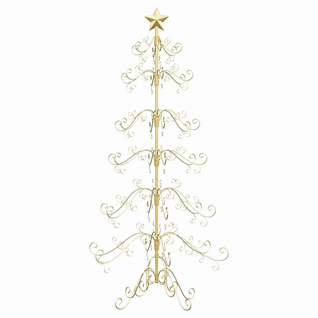VidaXL Metalen kerstboom met standaard Goud 215 cm Poedergecoat staal