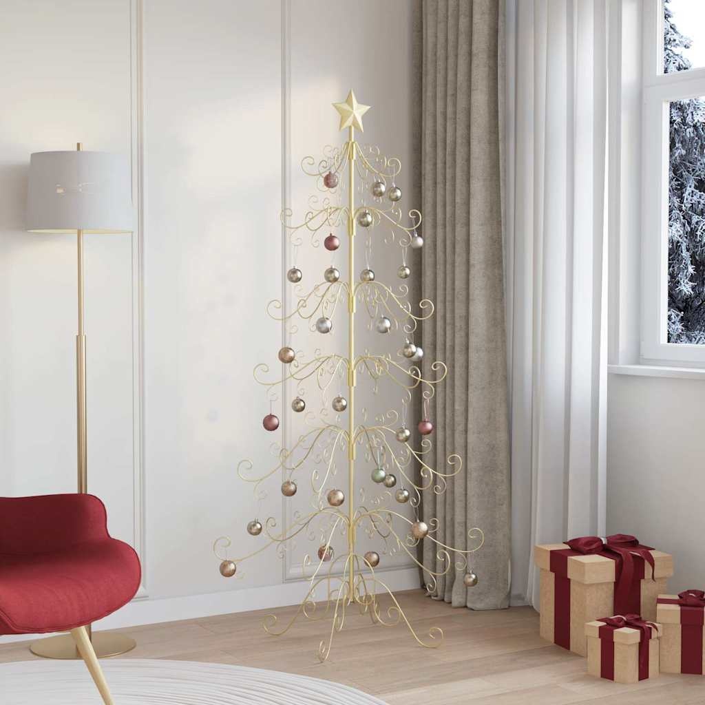 VidaXL Metalen kerstboom met standaard Goud 180 cm Poedergecoat staal
