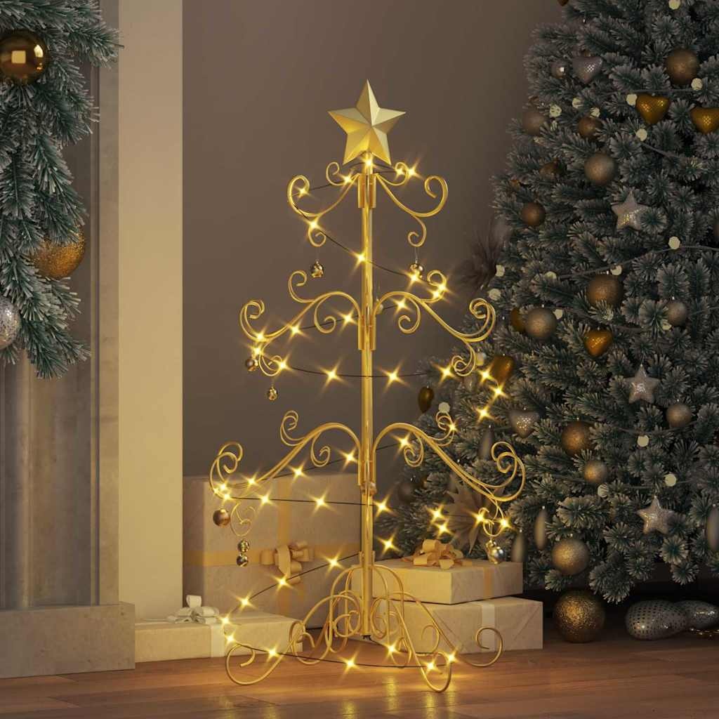 VidaXL Metalen kerstboom met standaard Goud 90 cm Poedergecoat staal